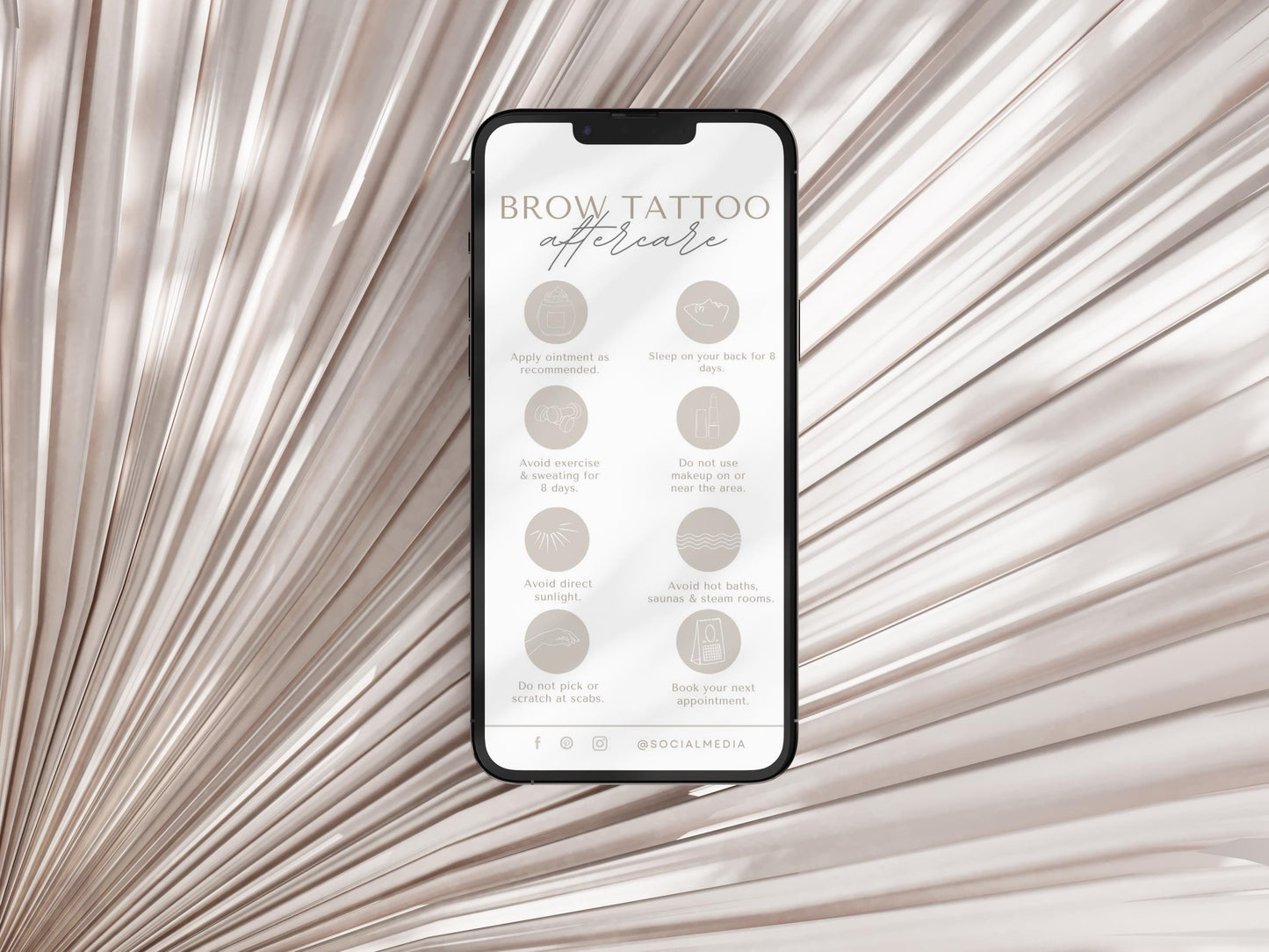 Brow Tattoo Aftercare Card - Editable Template - Cosmetic Tattoo Eyebrows Card