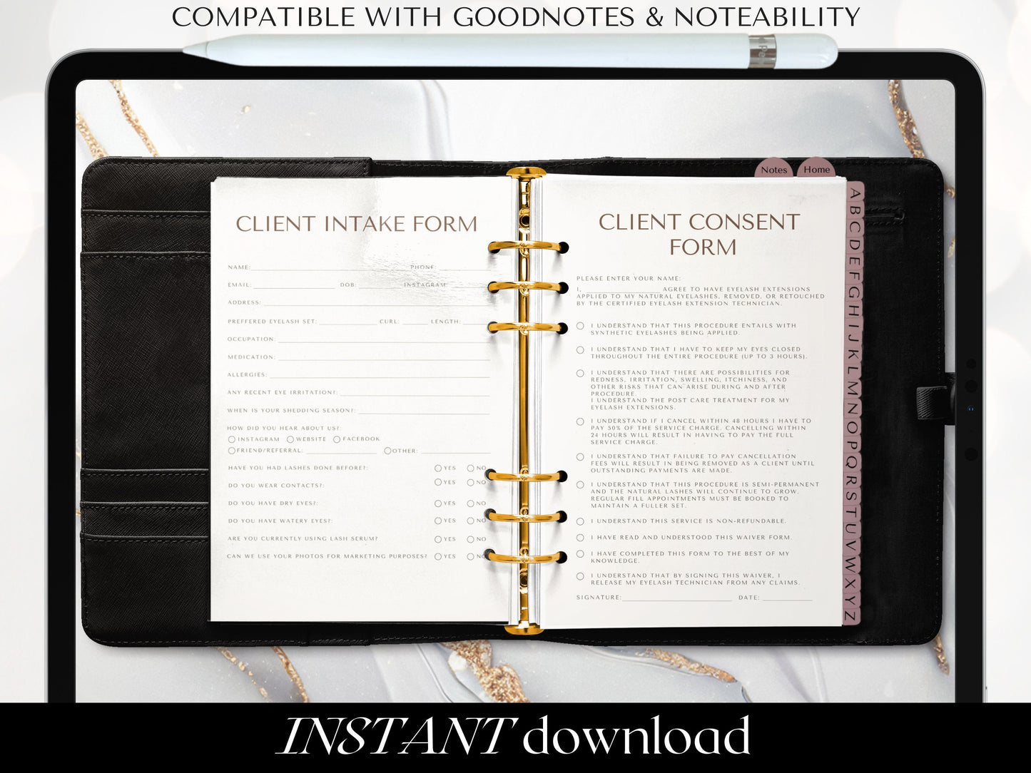 Lash Client Record Book Digital Lash Consent Form Digital Lash Tech Client Record Lash Extension Consent Form Lash Aftercare Client Record