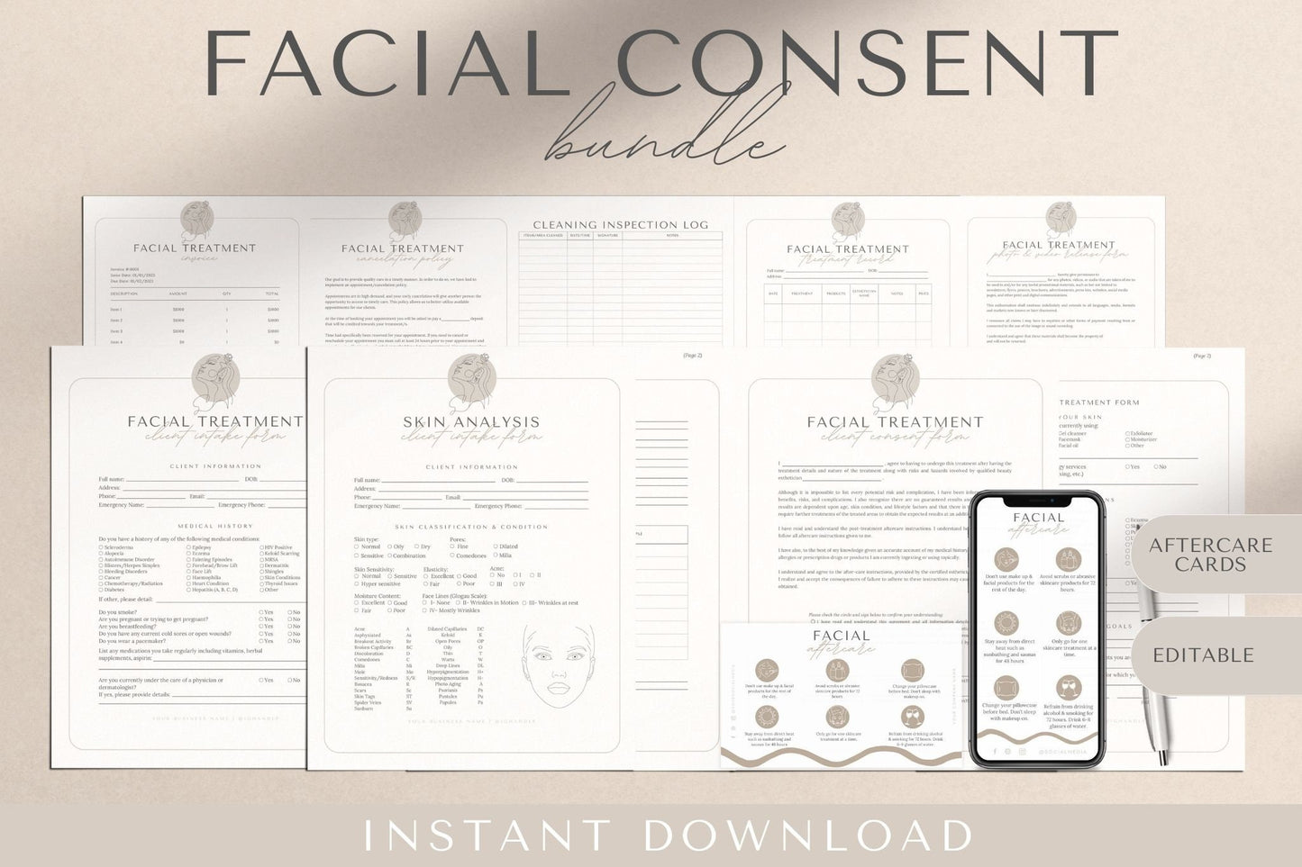 Facial Consent Forms for Estheticians and Skincare therapists