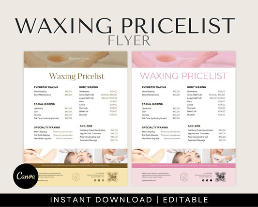 waxing pricelist flyer, waxing price list