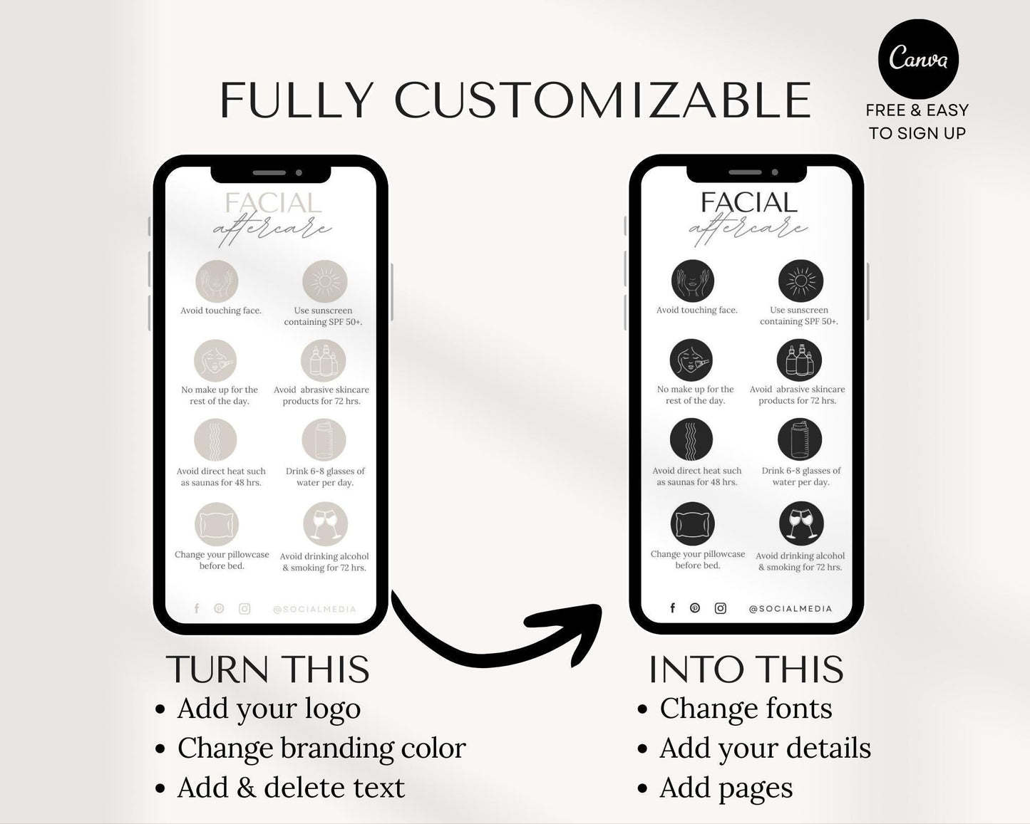 Facial Aftercare Card - Editable Template
