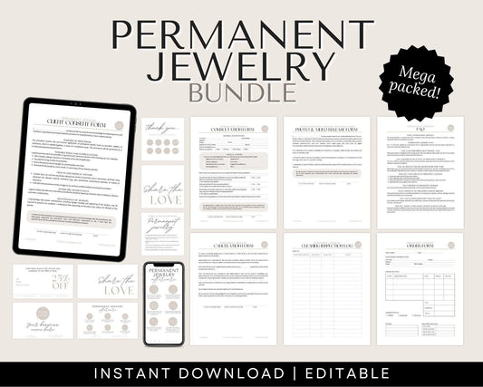 permanent jewelry forms and aftercare cards
