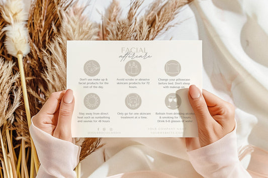 Facial Aftercare Card - Editable Template