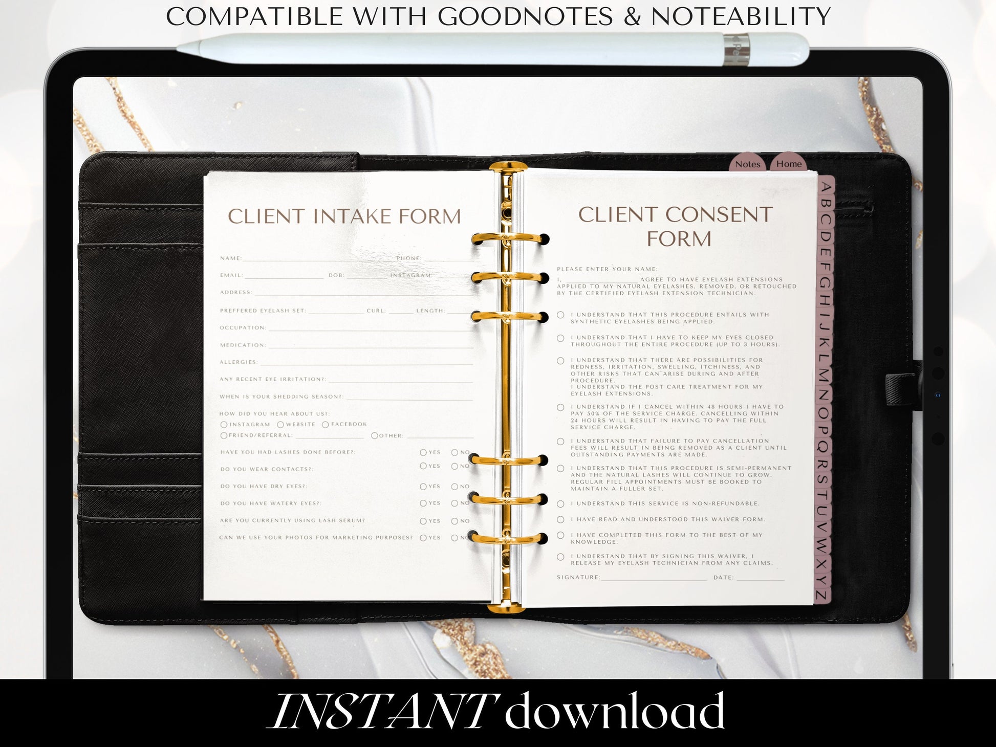 Lash Client Record Book Digital Lash Consent Form Digital Lash Tech Client Record Lash Extension Consent Form Lash Aftercare Client Record