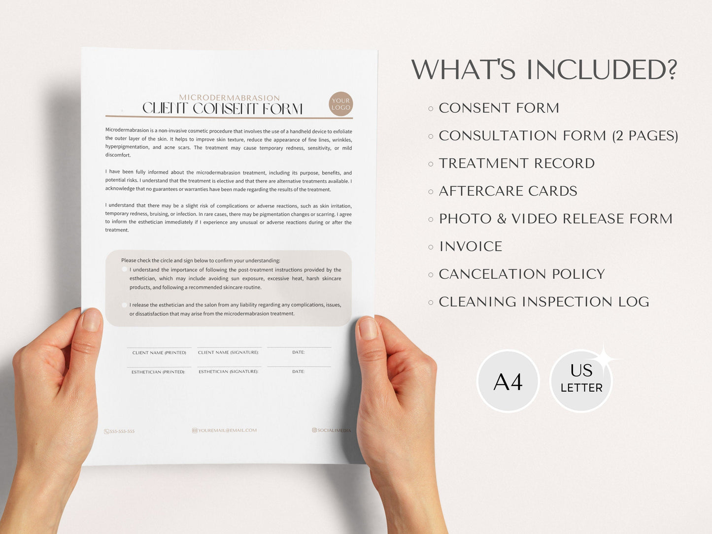 Microdermabrasion Consent Form, Microdermabrasion Consult Esthetician Medspa Form Esthetician Form