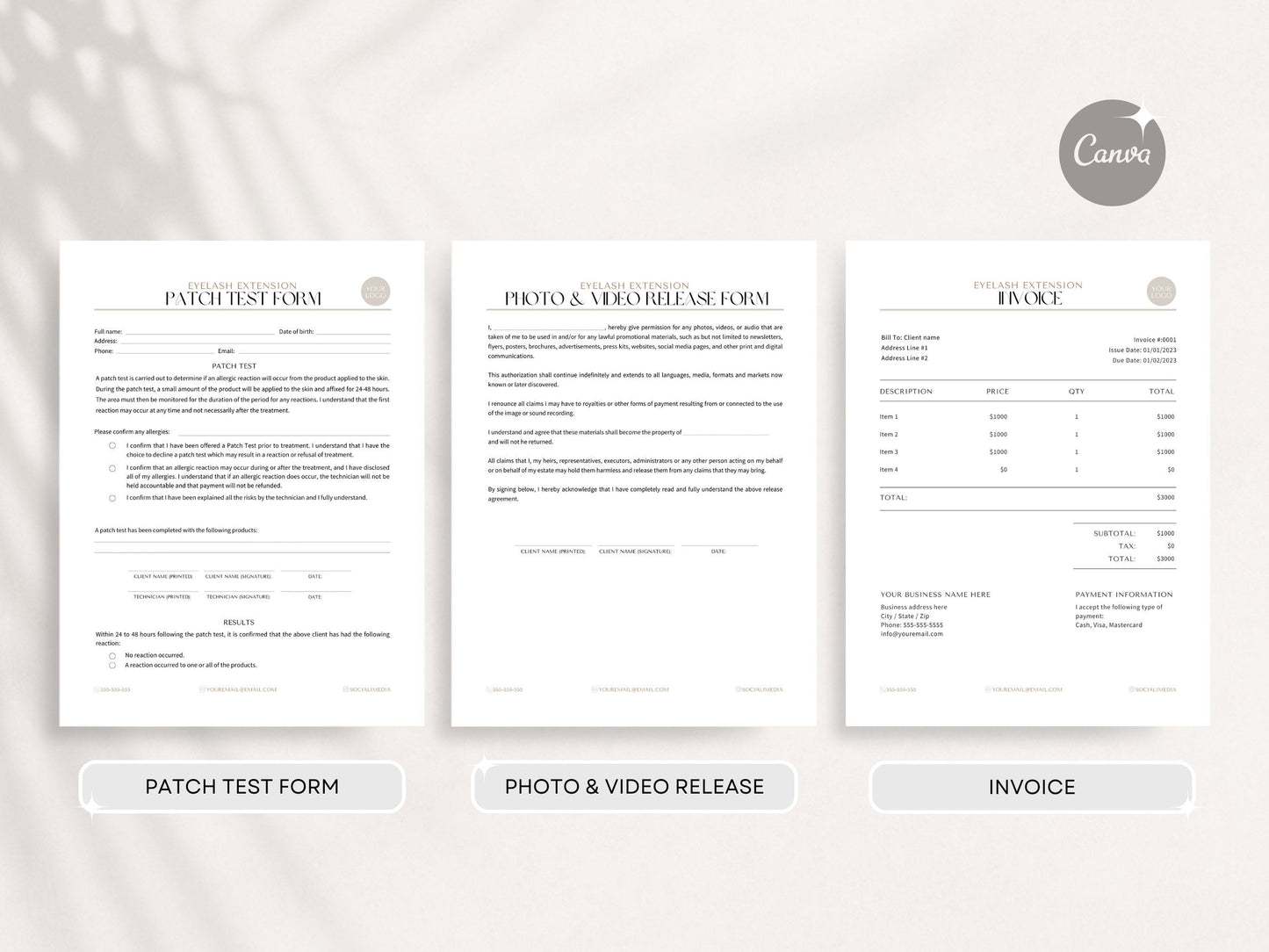 Eyelash Extension Consent Forms for Lash Artists