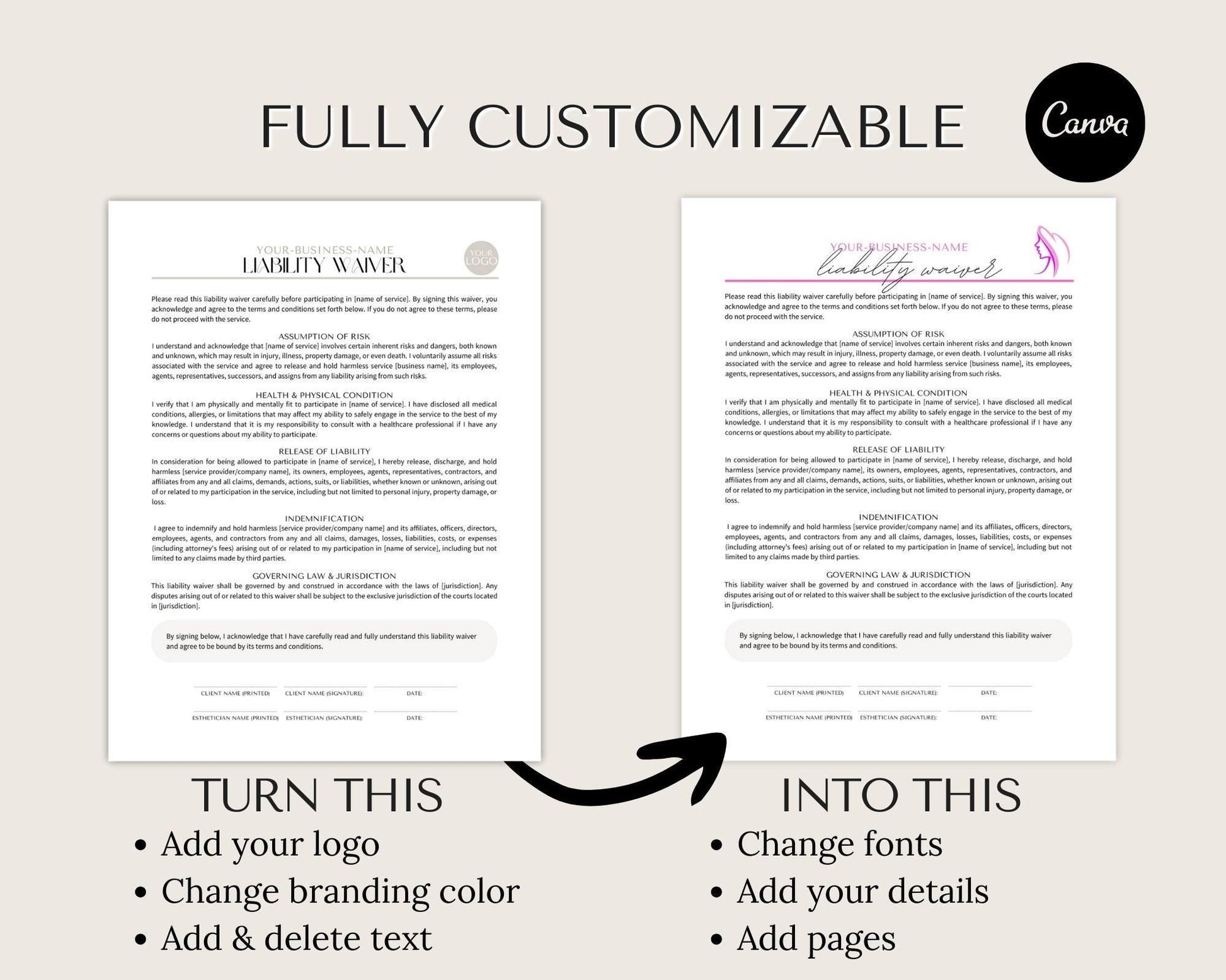 editable liability waiver form download