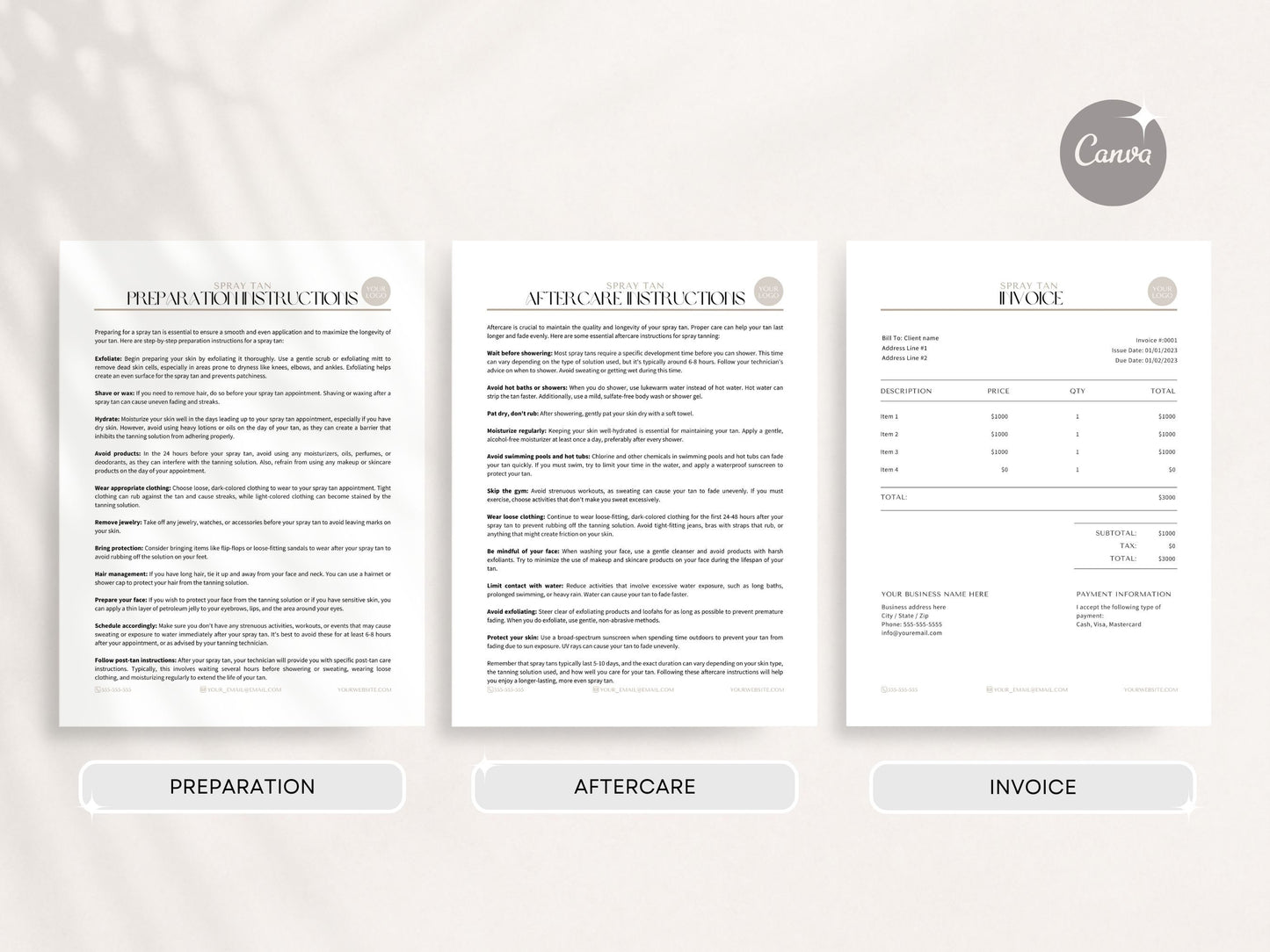 Spray Tan Consent Forms