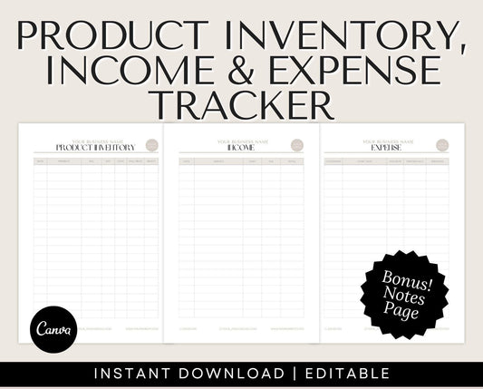 product inventory tracker, income and expense tracker
