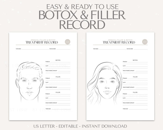 Botox and Filler Record templates