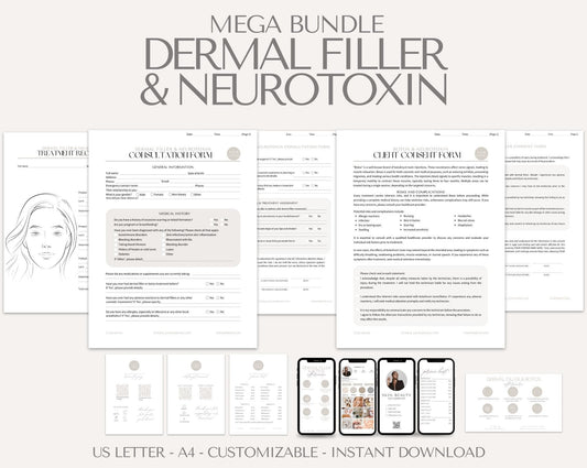 Dermal Filler and Neurotoxin Forms and Aftercare Card