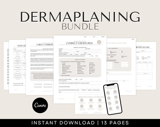 Dermaplaning Consent Forms and Aftercare Cards