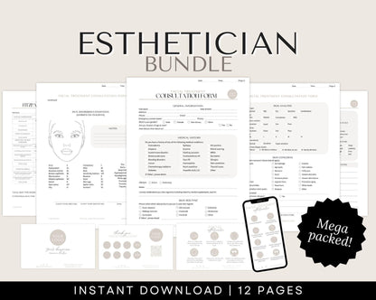 Esthetician Facial Consent Forms for Skincare therapists to download and edit on Canva, for Esthetics Businesses