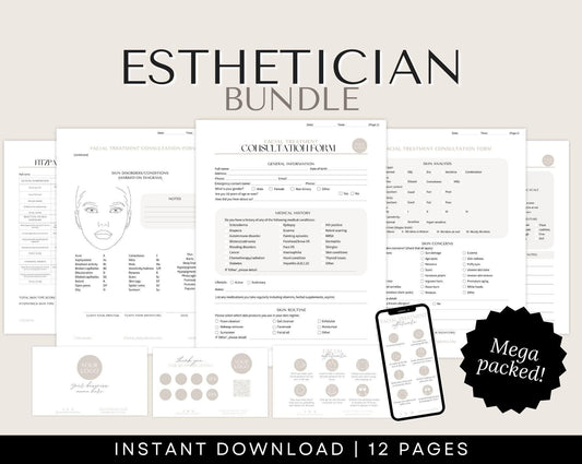 Esthetician Facial Consent Forms for Skincare therapists to download and edit on Canva, for Esthetics Businesses