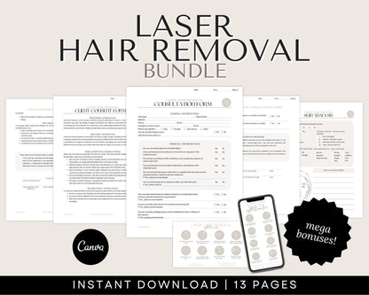 Laser Hair Removal Forms and Consultation Forms for Laser Technicians and estheticians