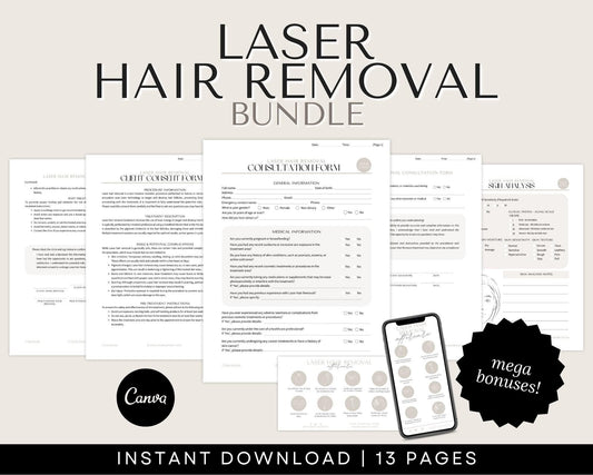 Laser Hair Removal Forms and Consultation Forms for Laser Technicians and estheticians