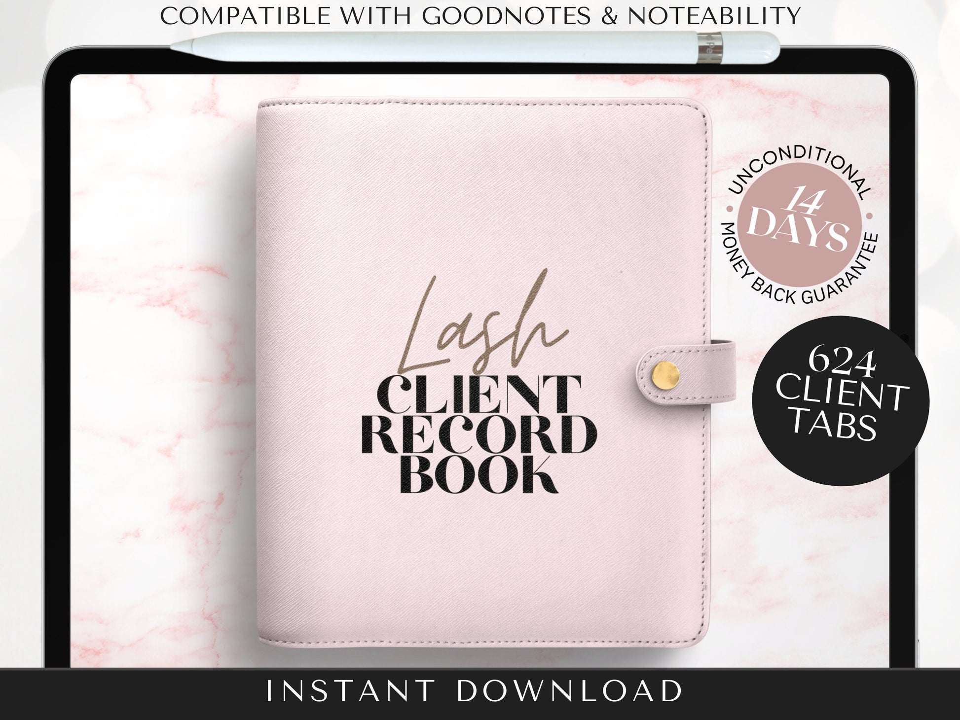 Digital Lash Client Record Book in Light Pink 