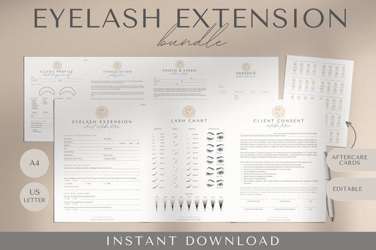 Lash Consent Forms Lash Extension Consent Forms Eyelash Extension Consent Forms Lash Aftercare Cards Eyelash Consent Forms Boho Lash Form luxury esthetician templates