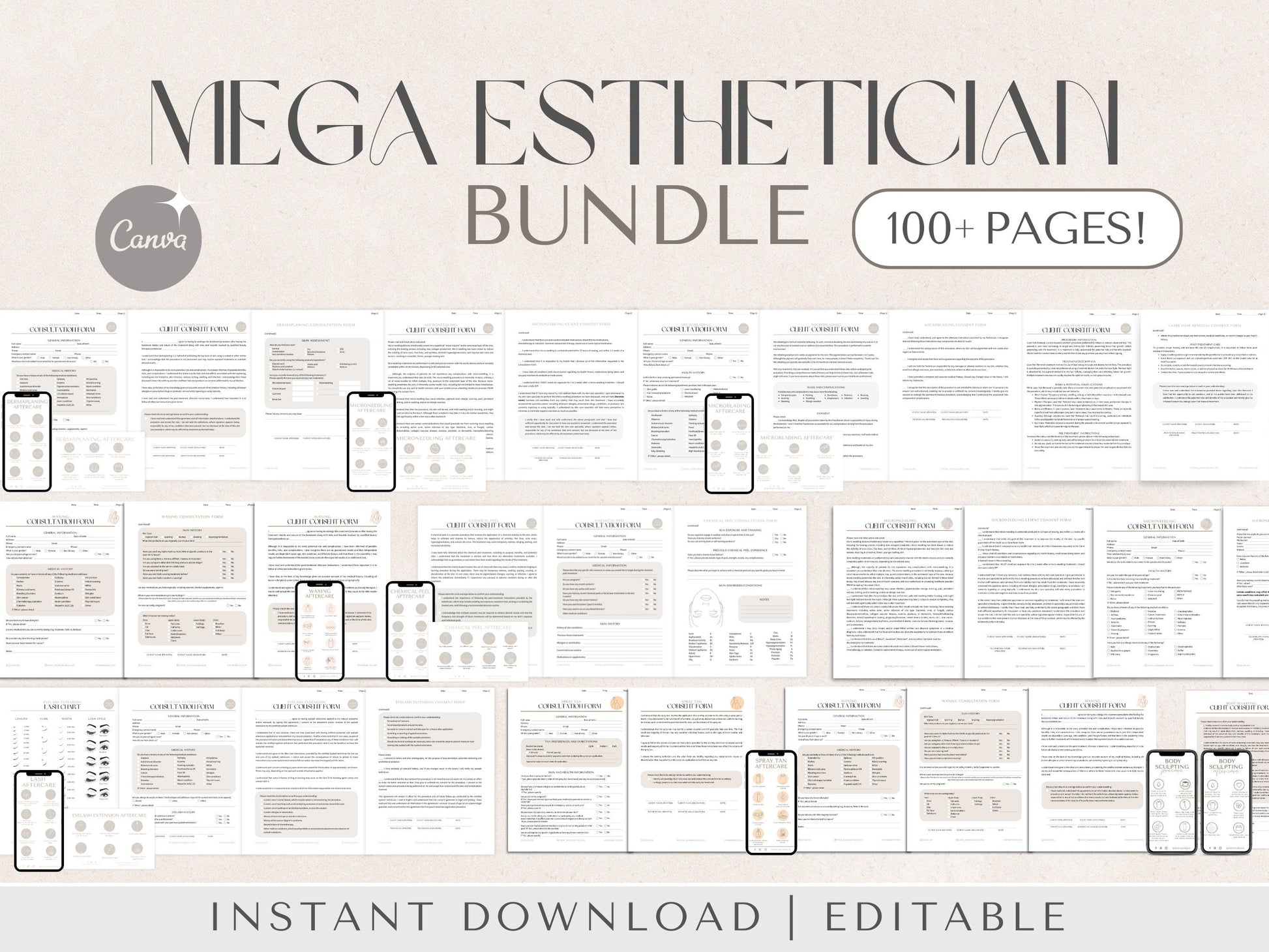 Esthetician Templates and Aftercare cards