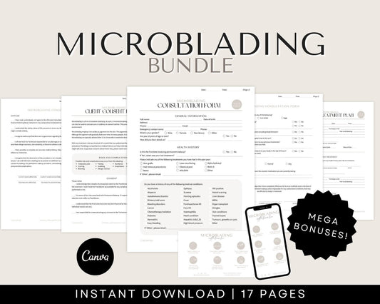 Microblading Consent Forms for Permanent Makeup Artists to download and edit on Canva. For PMU Business