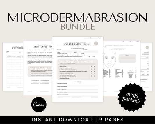 Microdermabrasion Forms for Estheticians. Medspa Forms and Esthetician Forms to be used in Salon Spa or Medspa