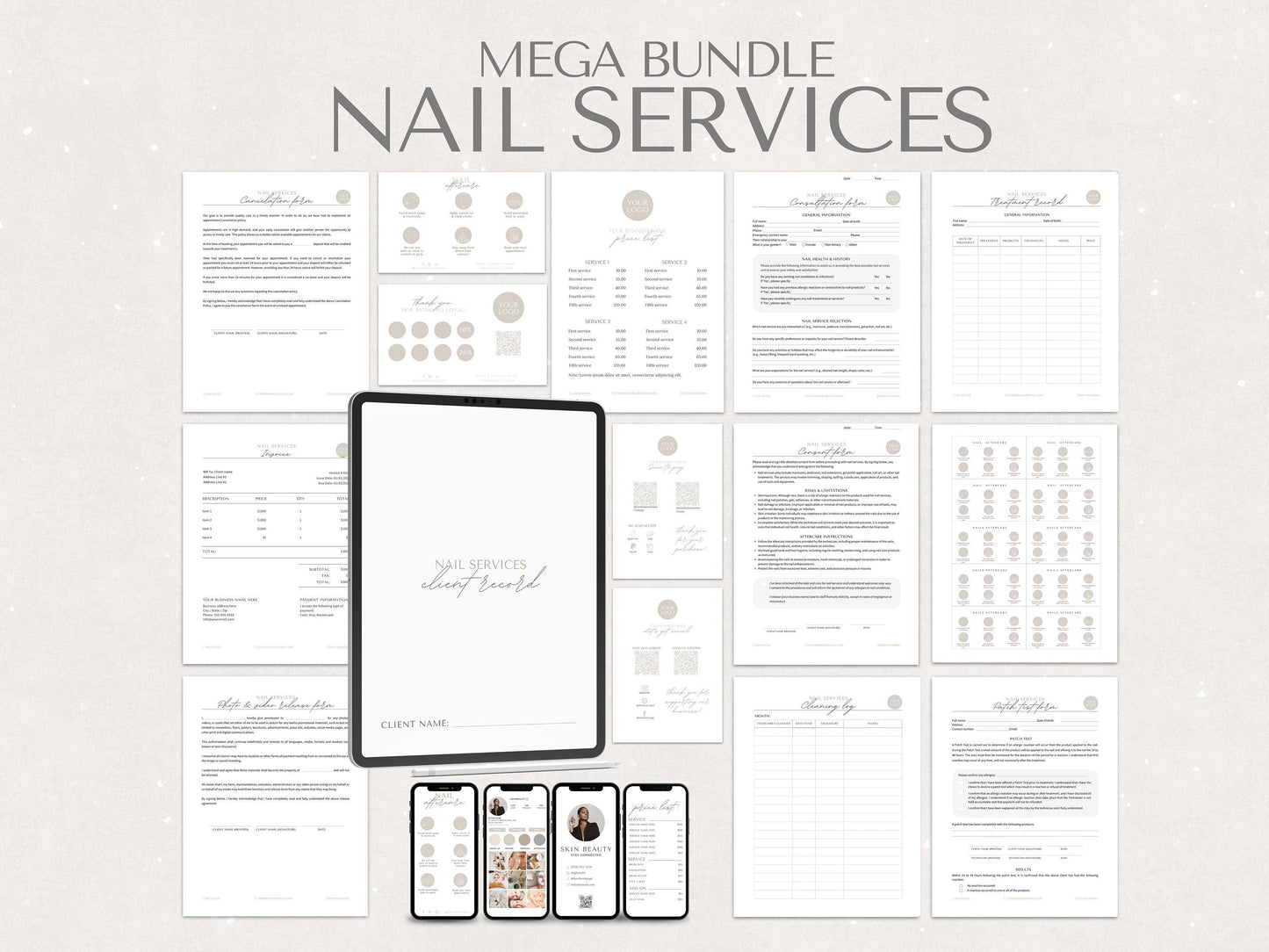 Nail Services Consent Forms and Aftercare Cards
