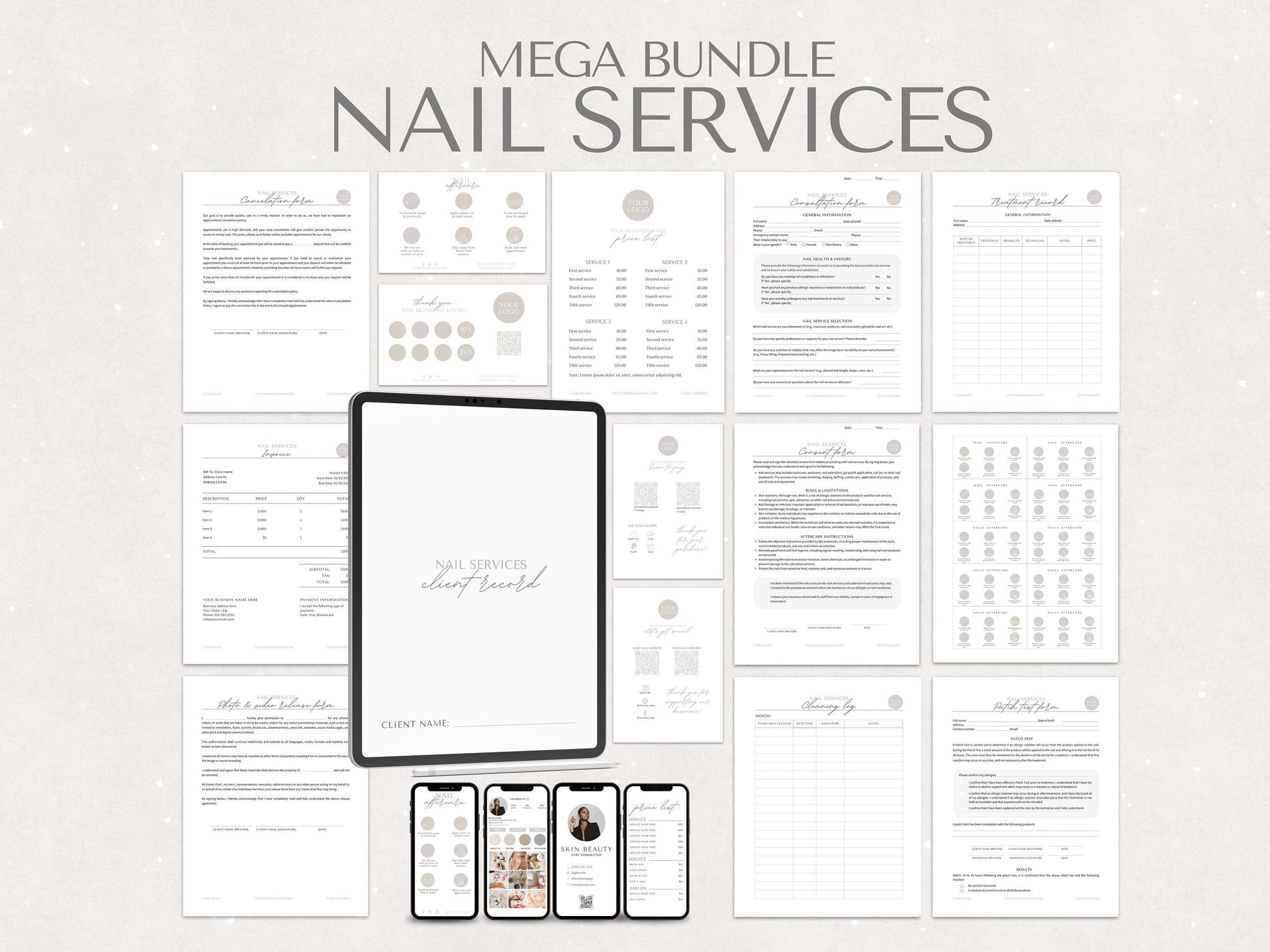 Nail Services Consent Forms and Aftercare Cards