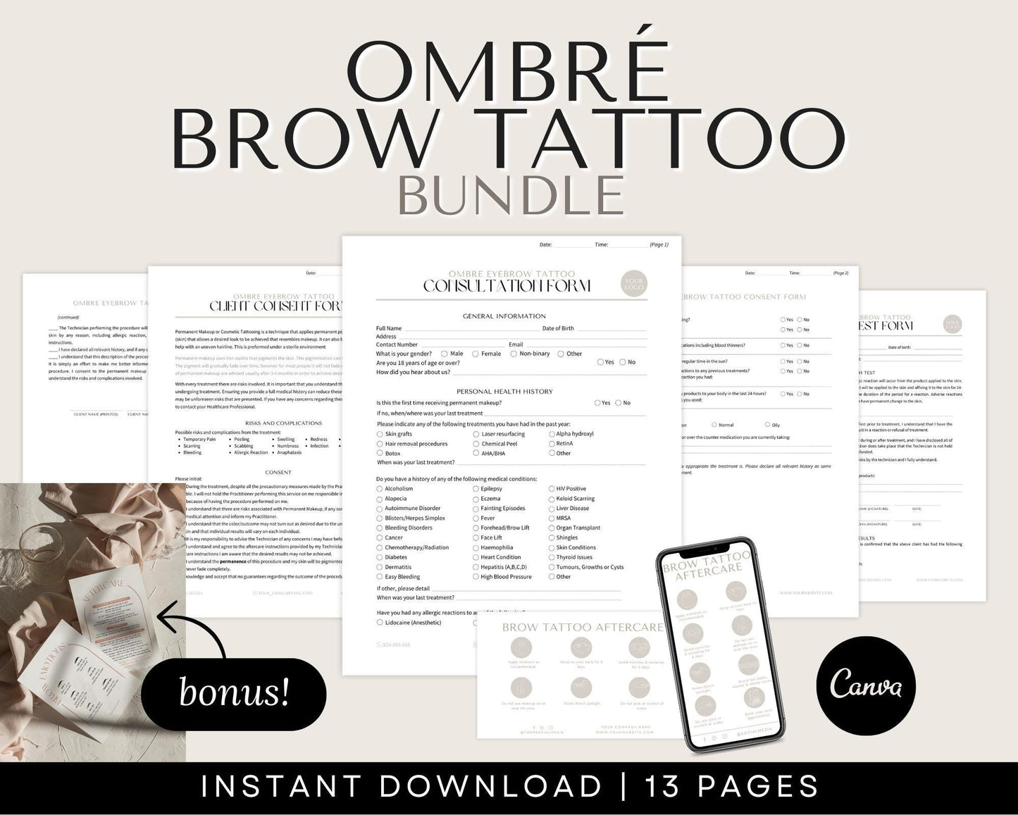 Ombre Brow Tattoo Forms