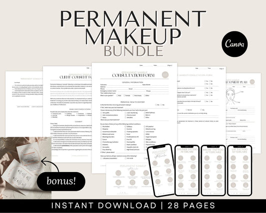 PMU Templates and Aftercare Cards