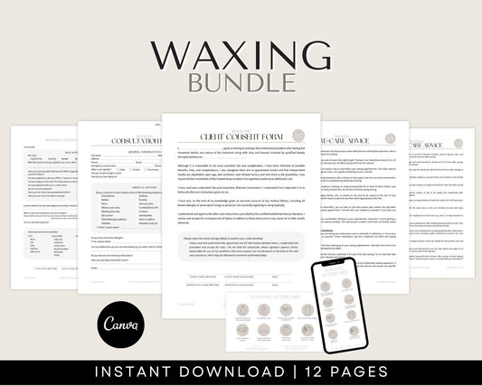 Waxing Consent Forms and Aftercare Card Templates 