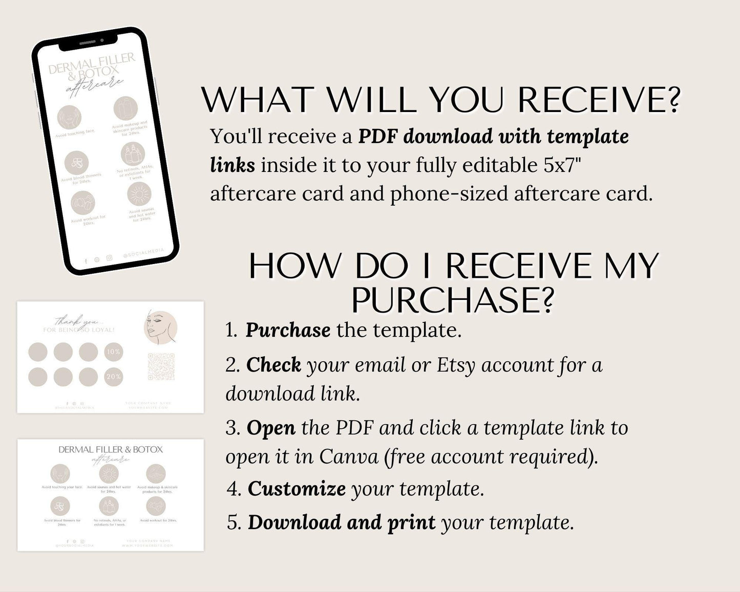 Facial Aftercare Card - Editable Template