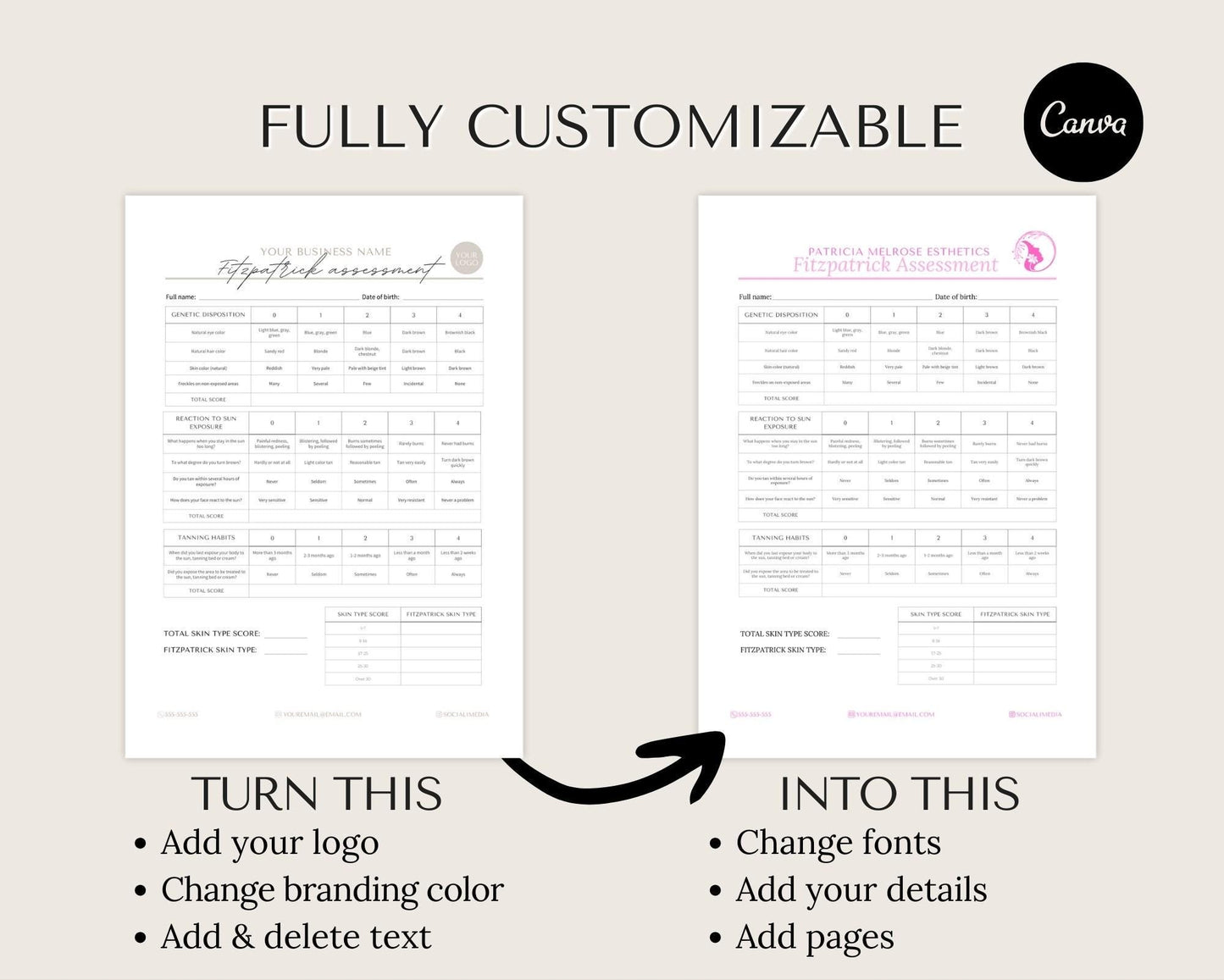 Fitzpatrick's Skin Type Questionnaire Form