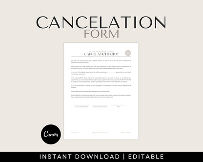 cancelation form, salon policies, service cancellation form
