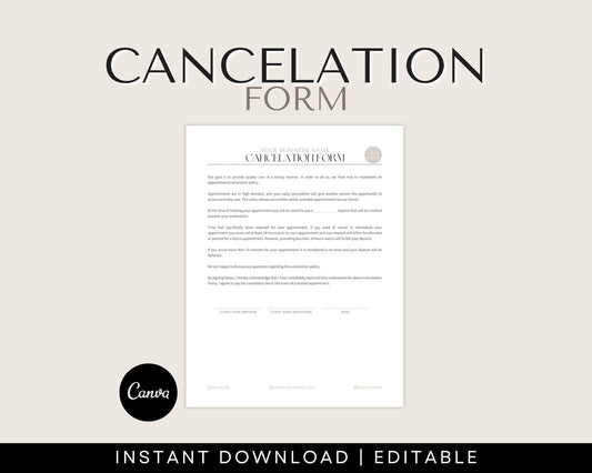 cancelation form, salon policies, service cancellation form