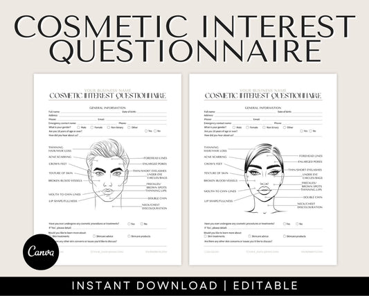 cosmetic interest questionnaire editable template