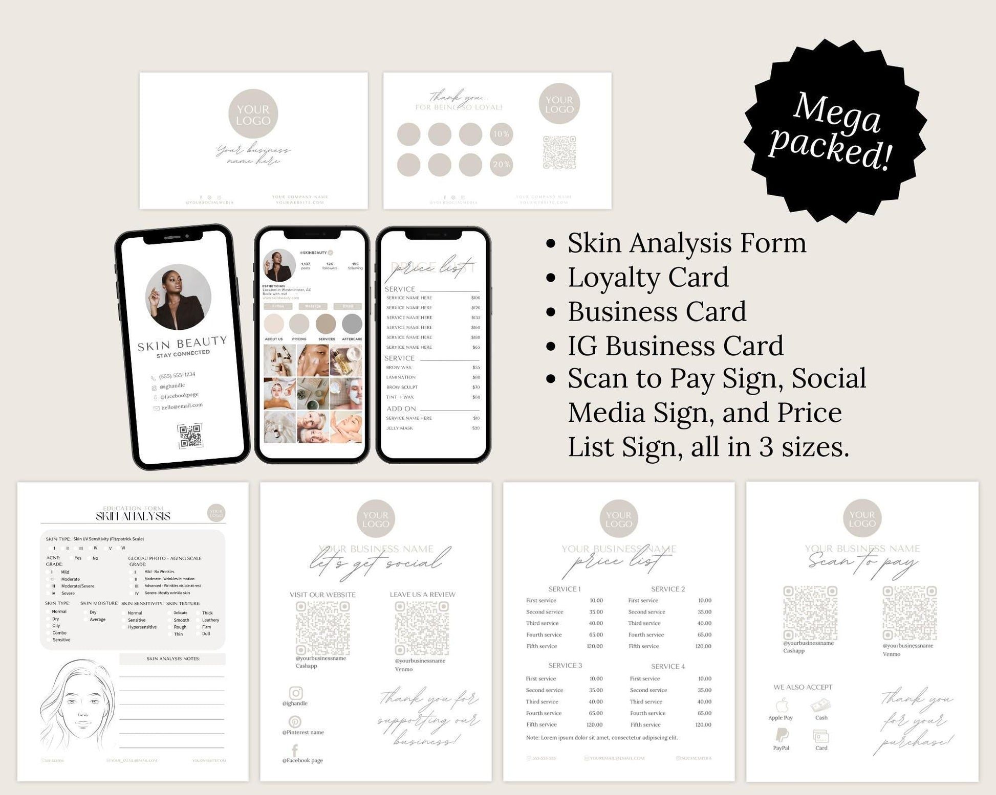 skin analysis form for estheticians