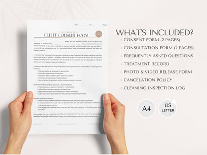 Hyaluron Pen Consent Form, Hyaluronic Acid Pen Consent Form, Hyaluronic Acid Filler Pen Consent Forms for Estheticians, Beauty Professionals to purchase and use for their business for their clients to sign off.