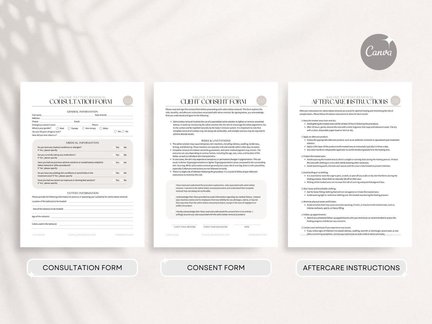Saline Tattoo Consent Forms