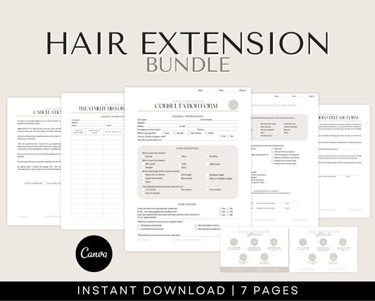 hair extension forms and aftercare cards for harstylists and hair salon owners