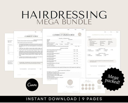 Hair Agreement, Stylist Form, Salon Form, hairdressing consent forms and aftercare cards