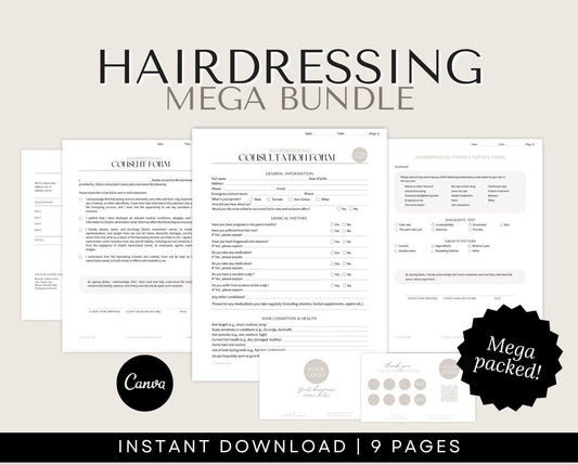 Hair Agreement, Stylist Form, Salon Form, hairdressing consent forms and aftercare cards