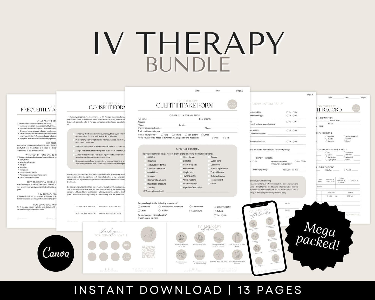 iv therapy consent forms and aftercare cards