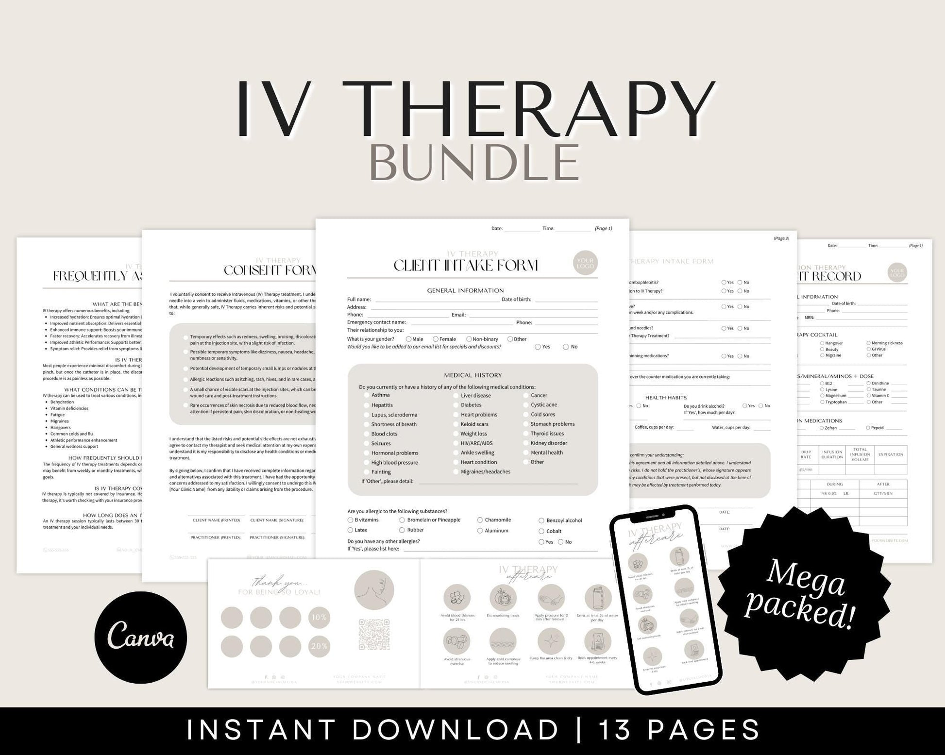 iv therapy consent forms and aftercare cards