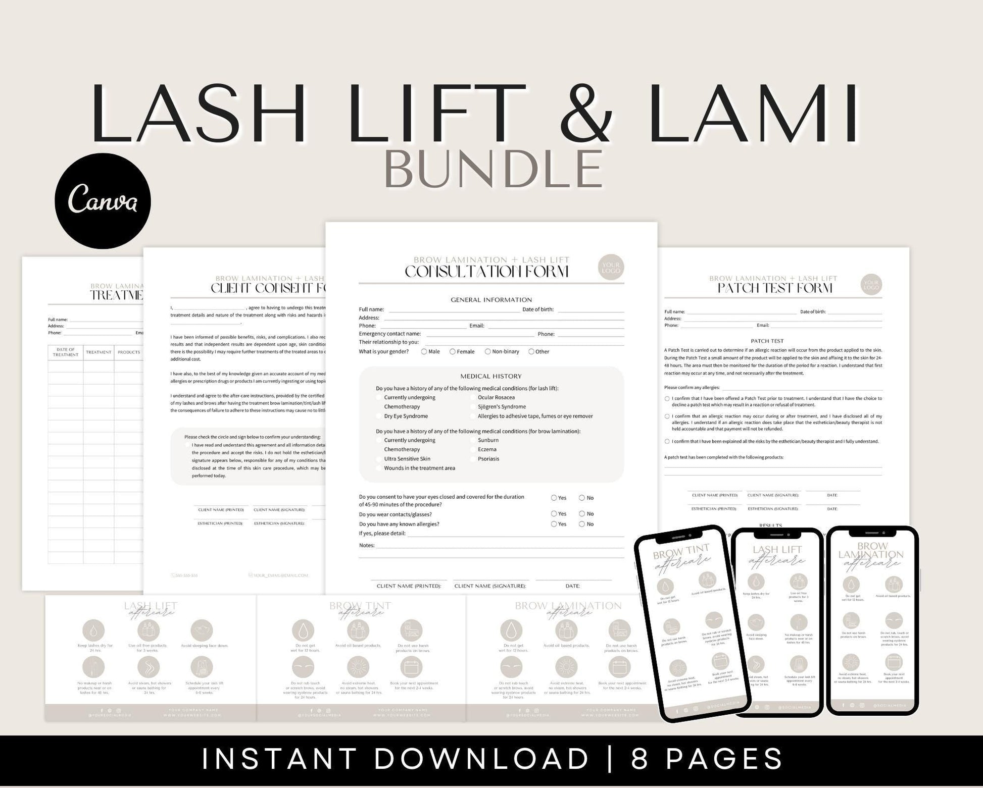 lash lift and lamination consent forms