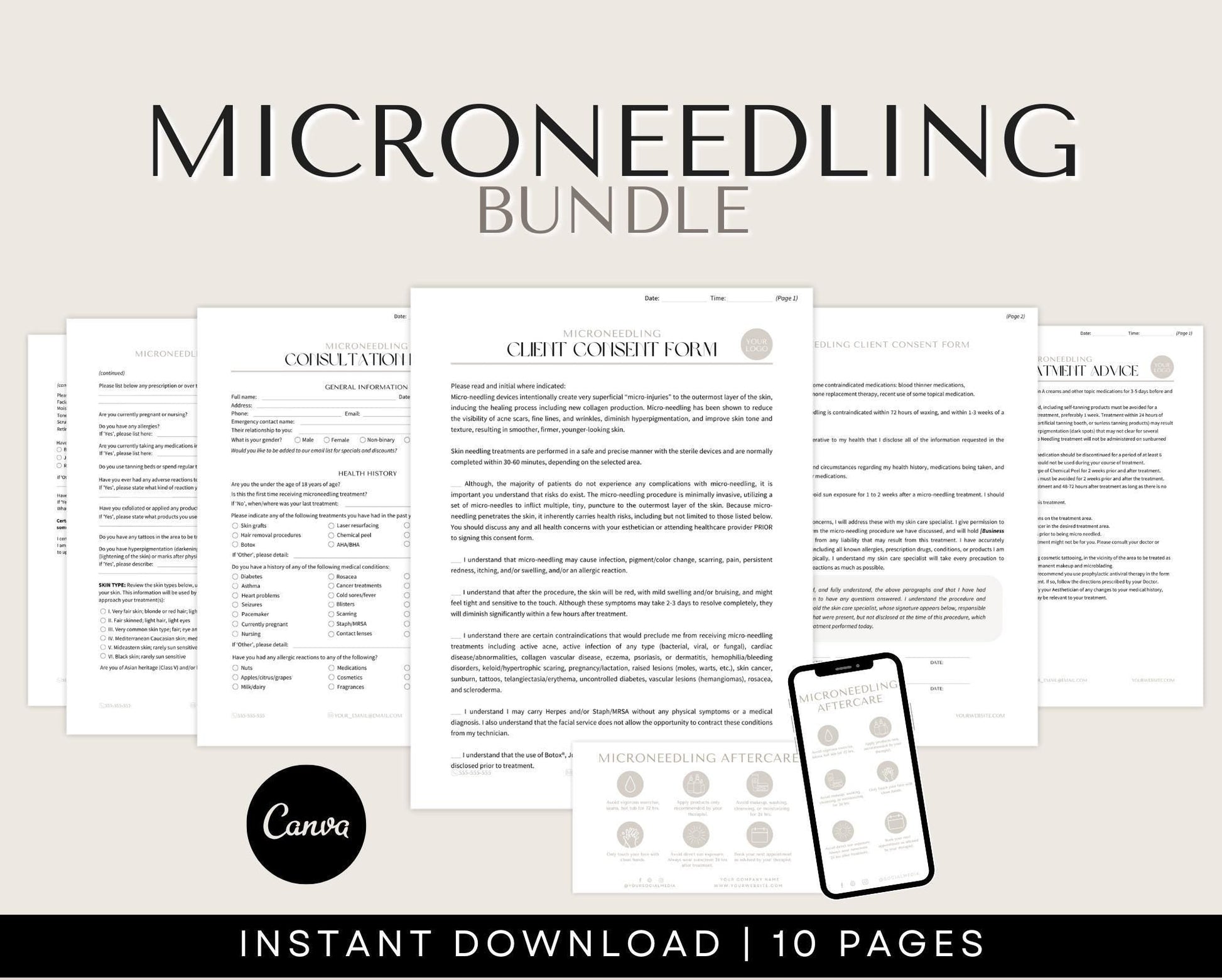 microneedling consent forms and aftercare cards